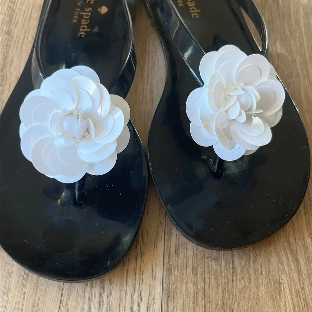 Kate Spade Black Jelly Flip Flops size 6